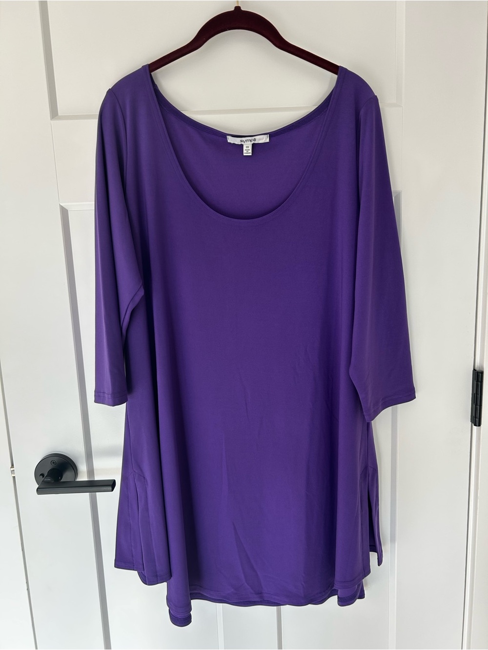 Sympli Go To Classic Tunic 3/4 Sleeve Ultraviolet Purple Size 1X NWT